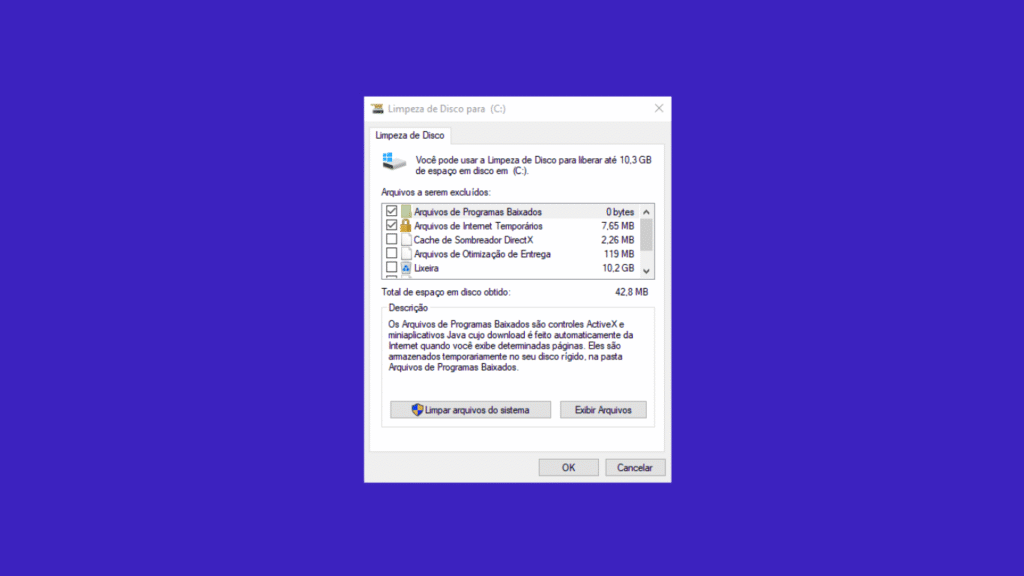Limpeza de disco para melhorar a velocidade do PC